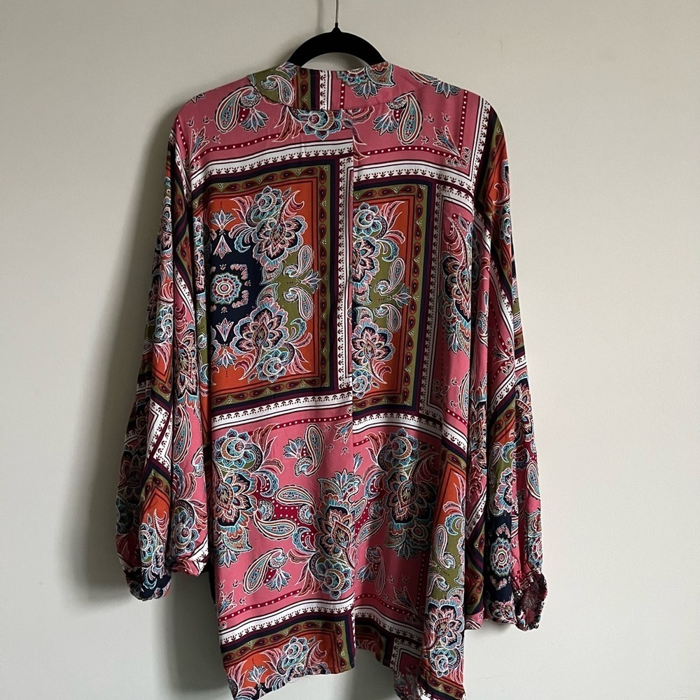 Daytrip Colorful Paisley Floral Batwing Dolman Sleeve Kimono Cardigan Sz Med NWT - Picture 5 of 12